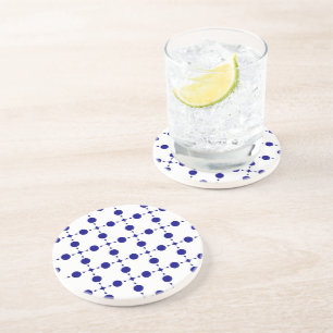 Dessous De Verre En Grès Pois Bleus de la Marine, Motif à points Polka, poi