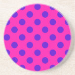 Dessous De Verre En Grès Pois bleus sur fuchsia<br><div class="desc">Pois bleus sur fuchsia</div>