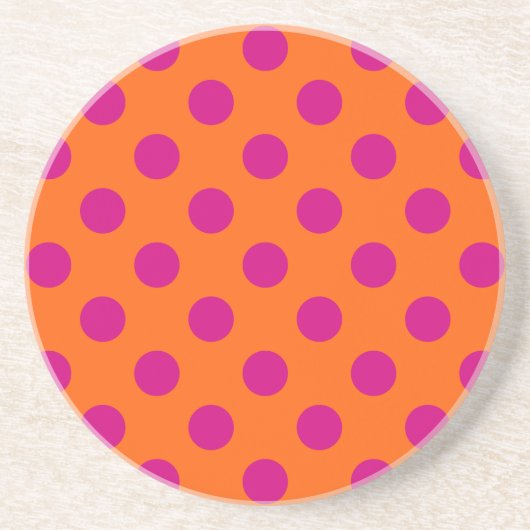 Dessous De Verre En Grès Pois Fuchsia orange (Devant)