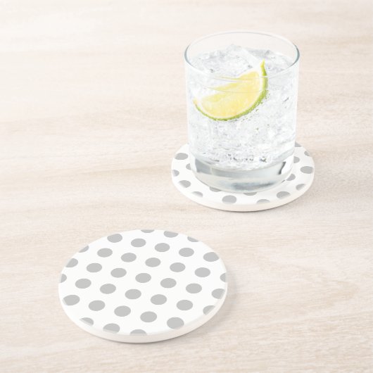 Dessous De Verre En Grès Pois gris sur blanc (Côté)