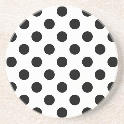Dessous De Verre En Grès Pois noirs en blanc (Devant)