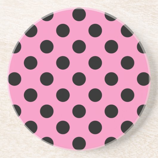 Dessous De Verre En Grès Pois noirs en rose (Devant)