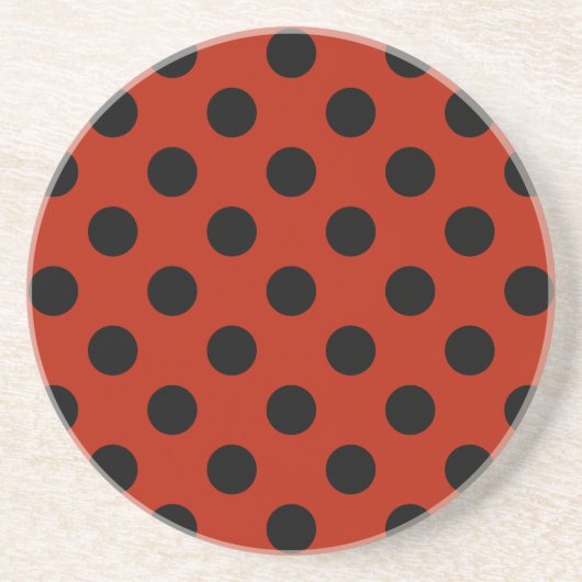 Dessous De Verre En Grès Pois noirs en rouge (Devant)