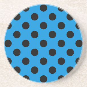 Dessous De Verre En Grès Pois noirs sur bleu ciel