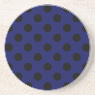 Dessous De Verre En Grès Pois noirs sur bleu marine
