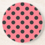 Dessous De Verre En Grès Pois noirs sur corail<br><div class="desc">Pois noirs sur corail</div>