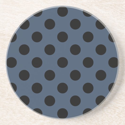 Dessous De Verre En Grès Pois noirs sur gris-bleu (Devant)