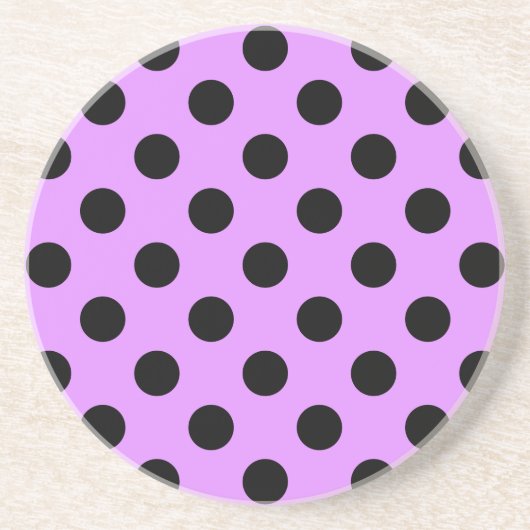 Dessous De Verre En Grès Pois noirs sur lilas (Devant)