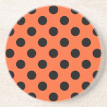 Dessous De Verre En Grès Pois noirs sur orange<br><div class="desc">Pois noirs sur orange</div>