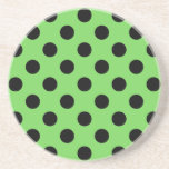 Dessous De Verre En Grès Pois noirs sur vert citron<br><div class="desc">Pois noirs sur vert citron</div>