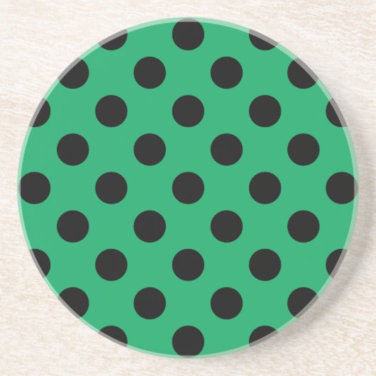 Dessous De Verre En Grès Pois noirs sur vert frais (Devant)