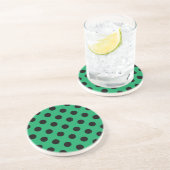 Dessous De Verre En Grès Pois noirs sur vert frais (Côté)
