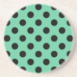 Dessous De Verre En Grès Pois noirs sur vert menthe<br><div class="desc">Pois noirs sur vert menthe</div>