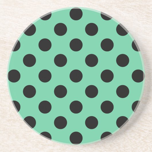 Dessous De Verre En Grès Pois noirs sur vert menthe (Devant)
