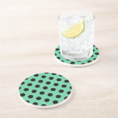 Dessous De Verre En Grès Pois noirs sur vert menthe (Côté)