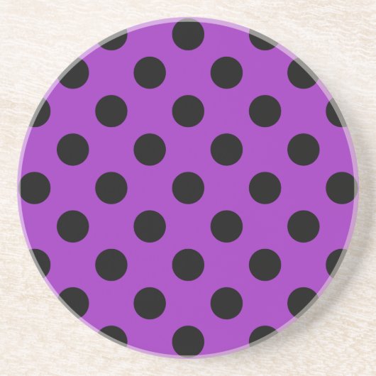 Dessous De Verre En Grès Pois noirs sur violet (Devant)