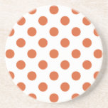 Dessous De Verre En Grès Pois orange brûlés<br><div class="desc">Pois orange brûlés sur un arrière - plan blanc.</div>