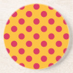 Dessous De Verre En Grès Pois rouges sur jaune<br><div class="desc">Pois rouges sur jaune</div>