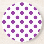 Dessous De Verre En Grès Pois violets et blancs<br><div class="desc">Pois violets et blancs</div>