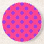 Dessous De Verre En Grès Pois violets sur cerise<br><div class="desc">Pois violets sur cerise</div>