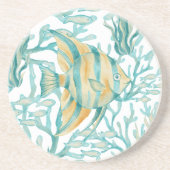 Dessous De Verre En Grès Poisson aquarelle angelfish sarcelle (Devant)