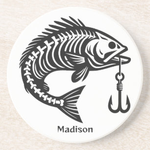 Dessous De Verre En Grès Poisson de nom personnalisé