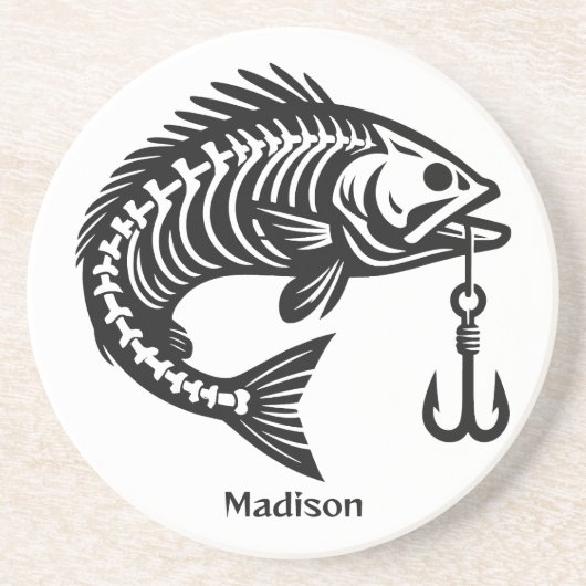 Dessous De Verre En Grès Poisson de nom personnalisé (Devant)