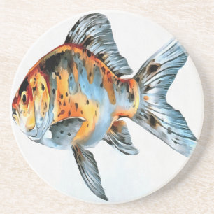 Dessous De Verre En Grès Poisson d'or bleu et orange Shubunkin