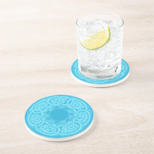 Dessous De Verre En Grès Poisson en nœud celtique bleu