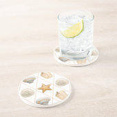 Dessous De Verre En Grès Poisson étoilé et coquillages côtiers (Côté)