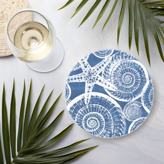 Dessous De Verre En Grès Poisson étoilée en bleu et blanc