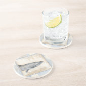 Dessous De Verre En Grès Poisson gris sur Arrière - plan beige (Côté)