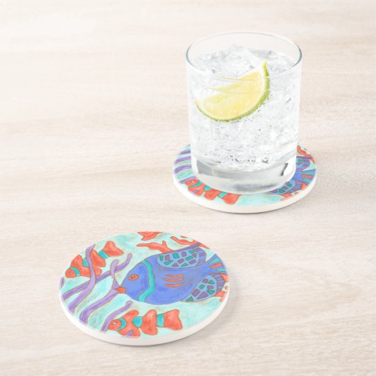 Dessous De Verre En Grès Poisson Pop (Côté)