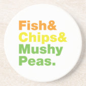 Dessous De Verre En Grès Poissons & Chips & Pois Musqués. (Devant)