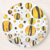 Dessous De Verre En Grès Polka Dot Tiger noir et orange (Devant)