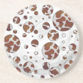 Dessous De Verre En Grès Polka Dot Vache Brown et blanche (Devant)