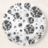Dessous De Verre En Grès Polka Dot Vache noir et blanc (Devant)