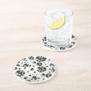 Dessous De Verre En Grès Polka Dot Vache noir et blanc