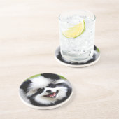 Dessous De Verre En Grès Poméranien noir et blanc (Côté)