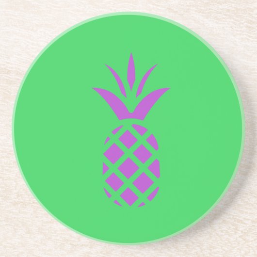 Dessous De Verre En Grès Pomme de pin violet en vert. (Devant)