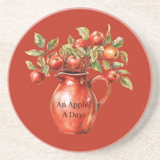Dessous De Verre En Grès Pommes de Vase Rouge (Devant)