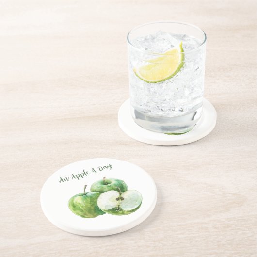 Dessous De Verre En Grès Pommes Vertes Fruit (Côté)
