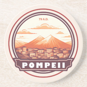 Dessous De Verre En Grès Pompéi Ruines Italie Travel Art Badge