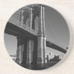 Dessous De Verre En Grès Pont Brooklyn noir et blanc