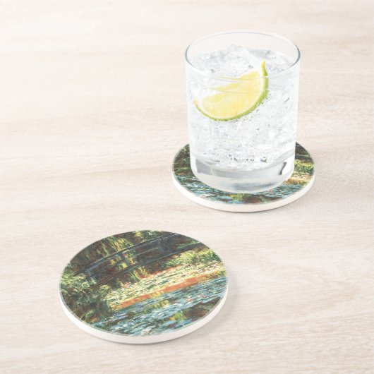 Dessous De Verre En Grès Pont sur l'étang Nénuphar par Claude Monet (Côté)