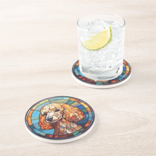 Dessous De Verre En Grès Poodle de chien en verre doux (Côté)