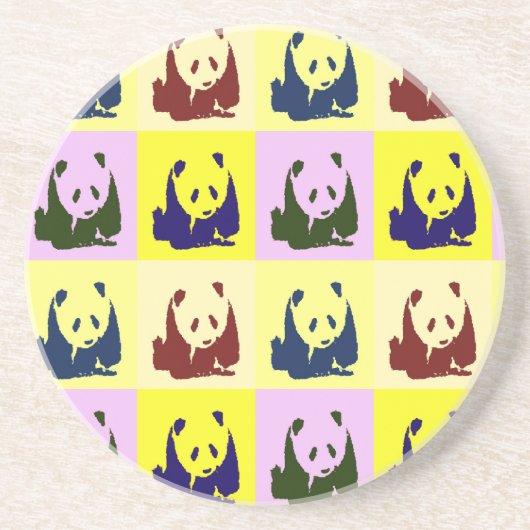 Dessous De Verre En Grès Pop Art Baby Pandas (Devant)