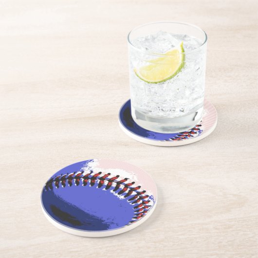 Dessous De Verre En Grès Pop Art Baseball (Côté)