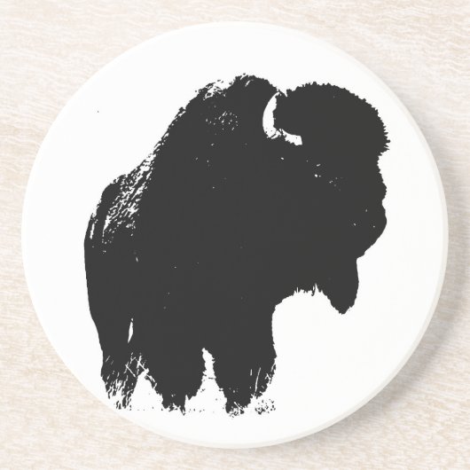 Dessous De Verre En Grès Pop Art Buffalo Bison Silhouette (Devant)