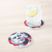 Dessous De Verre En Grès Pop Art JFK John F. Kennedy Red Blue (Côté)